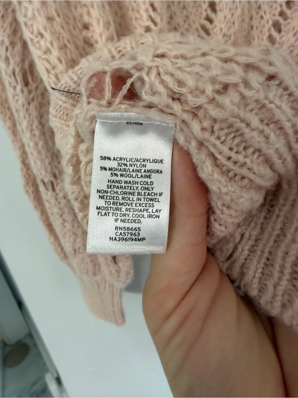 Halogen women’s small blush pink open knit crochet sweater soft cozy cottagecore - Picture 7 of 7